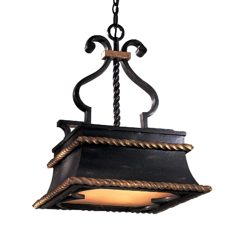Industrial Lighting for Chemical PlantsMontparnasse 17 in. 3 lights Pendant Light Black & Gold Finish