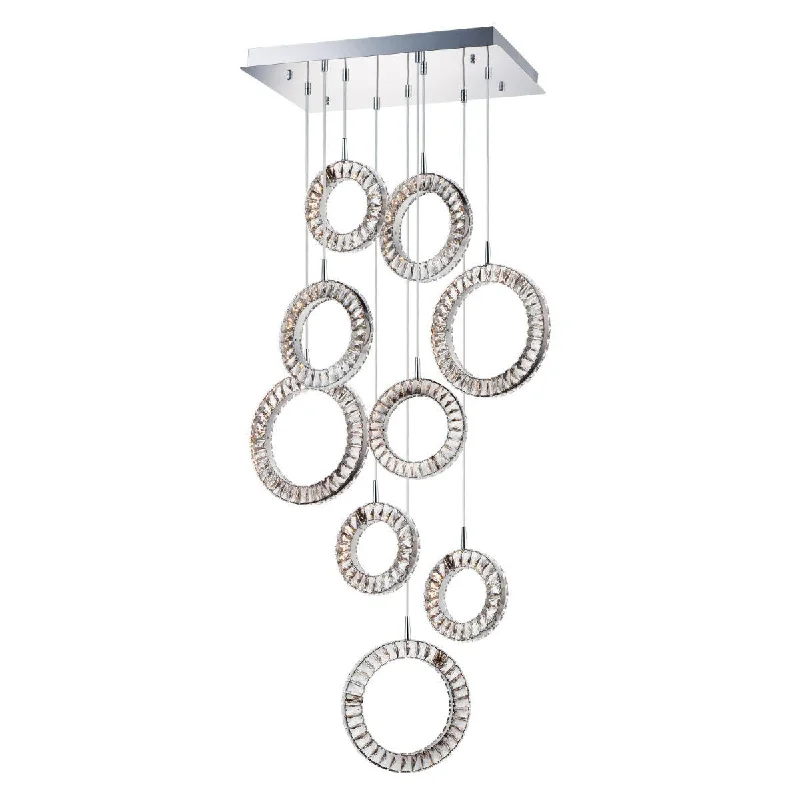 Shock - Resistant Industrial Lighting for Vibrating Machinery AreasCharm 40 in. 9 Lights LED Pendant Light Chrome Finish