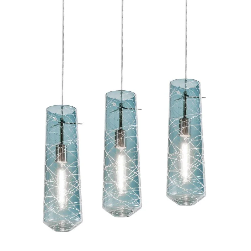 Industrial Lighting for Furniture FactoriesSpun 41 in. 3 Lights Pendant Light Satin Nickel Finish Steel Blue Shade Industrial Lighting for Furniture FactoriesSpun 41 in. 3 Lights Pendant Light Satin Nickel Finish Steel Blue Shade