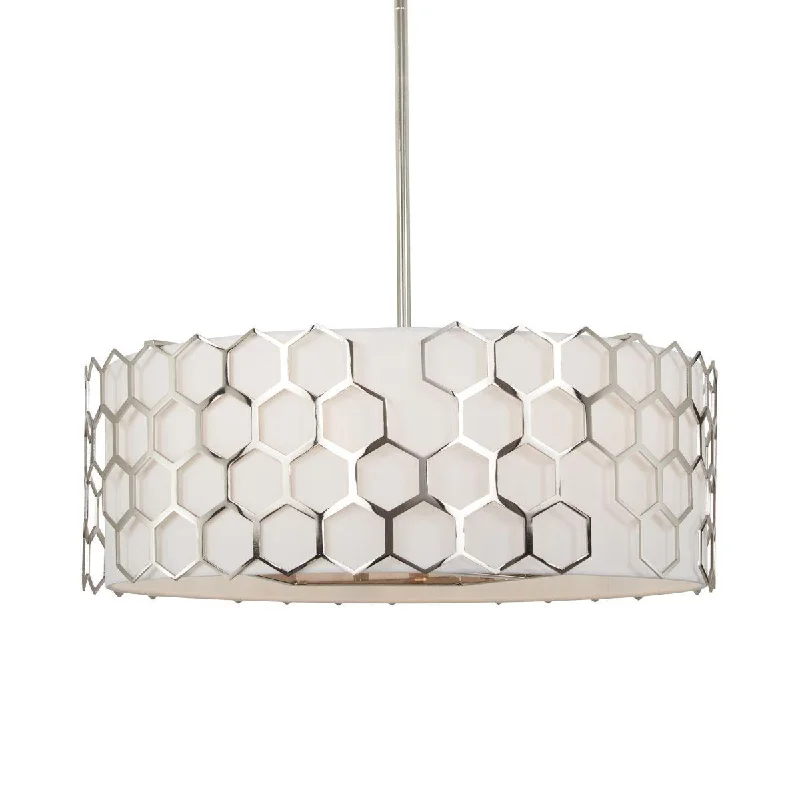 Corrosion - Resistant Industrial Lighting for Coastal FactoriesMissing Link 27 in. 6 Lights Pendant Light Polished Nickel & White Finish