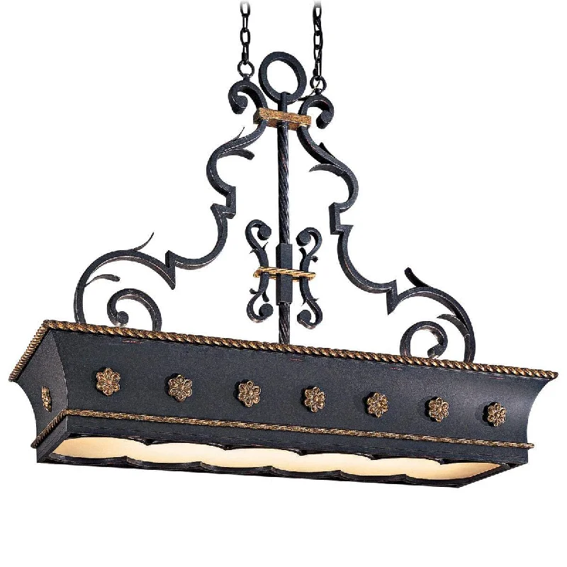 Industrial Lighting for Furniture FactoriesMontparnasse 47 in. 12 lights Pendant Light Black & Gold Finish
