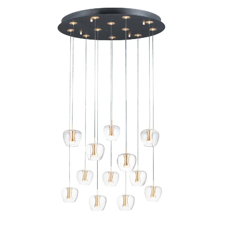 Industrial Ceiling - Mounted Lighting for Assembly PlantsNewton 28 in. 12 Lights LED Pendant Light Gold finish Industrial Ceiling - Mounted Lighting for Assembly PlantsNewton 28 in. 12 Lights LED Pendant Light Gold finish