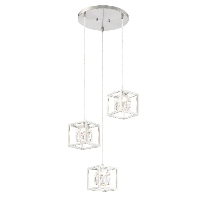 Waterproof Industrial Lighting for Wet AreasSan Marin 17 in. 3 Lights LED Pendant Light Brushed Nickel Finish