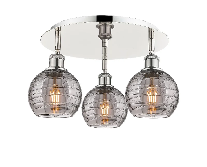 Industrial Emergency Lighting for Safety in FactoriesDowntown Urban Three Light Flush Mount