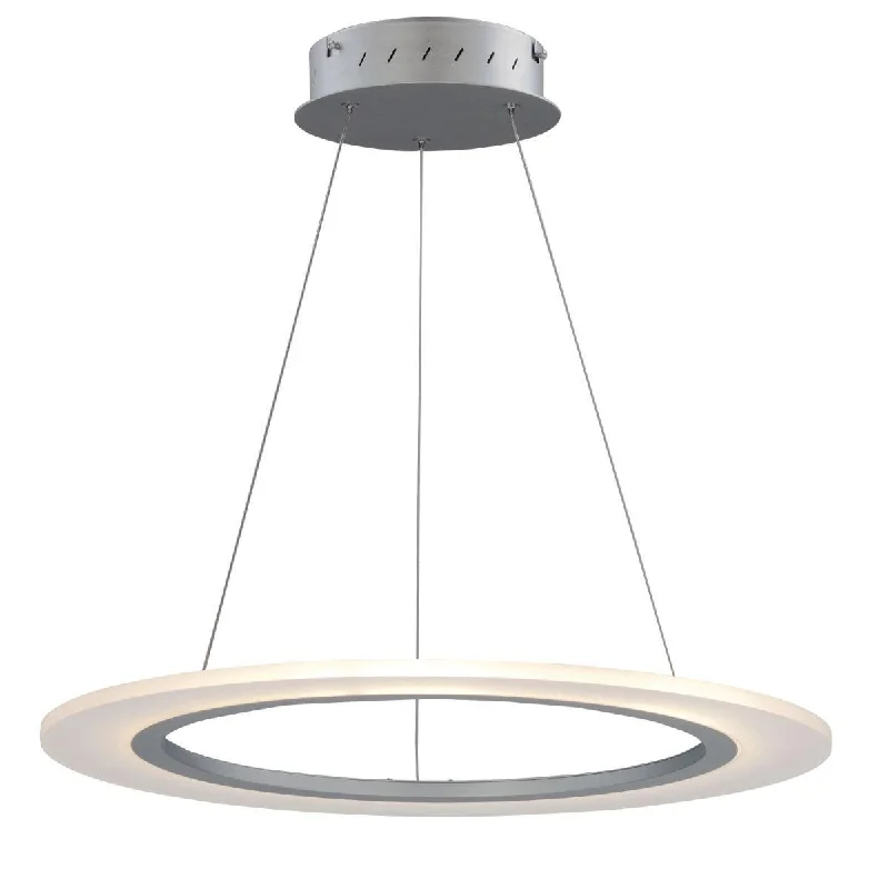 Industrial Pendant Lighting for Machine ShopsSaturn II 24 in. LED Pendant Light Silver finish Industrial Pendant Lighting for Machine ShopsSaturn II 24 in. LED Pendant Light Silver finish