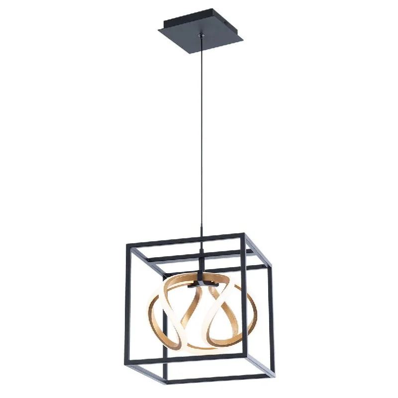 Industrial Lighting for Metal Fabrication ShopsSINCLAIR 10 in. LED Pendant Light Black & Gold Finish