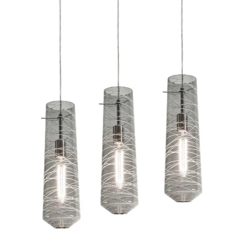 High - Bay LED Industrial Lighting for WarehousesSpun 41 in. 3 Lights Pendant Light Satin Nickel Finish Smoke Shade High - Bay LED Industrial Lighting for WarehousesSpun 41 in. 3 Lights Pendant Light Satin Nickel Finish Smoke Shade