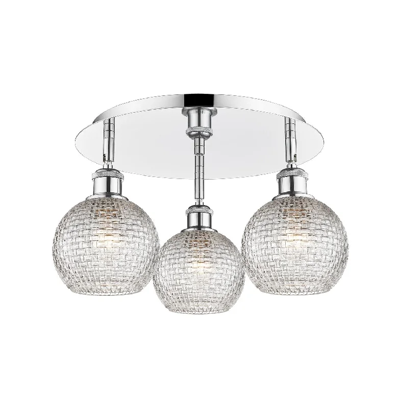 Industrial Lighting with High CRI (Color Rendering Index) for True Color PerceptionDowntown Urban Three Light Flush Mount