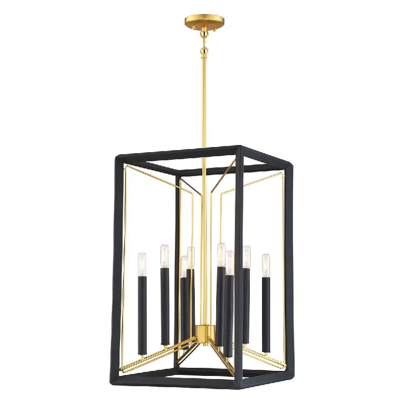 Industrial Lighting for Chemical PlantsSable Point 16 in. 8 lights Pendant Light Black & Gold Finish