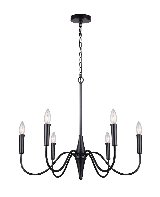 Track lighting for creating a moody atmosphereCanarm ICH1103A06BK Brielle Six Arm Chandelier in Black/Gold