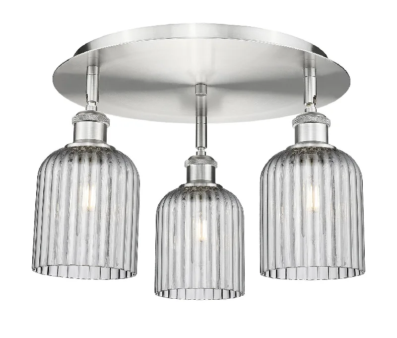 Industrial Pendant Lighting for Machine ShopsDowntown Urban Three Light Flush Mount