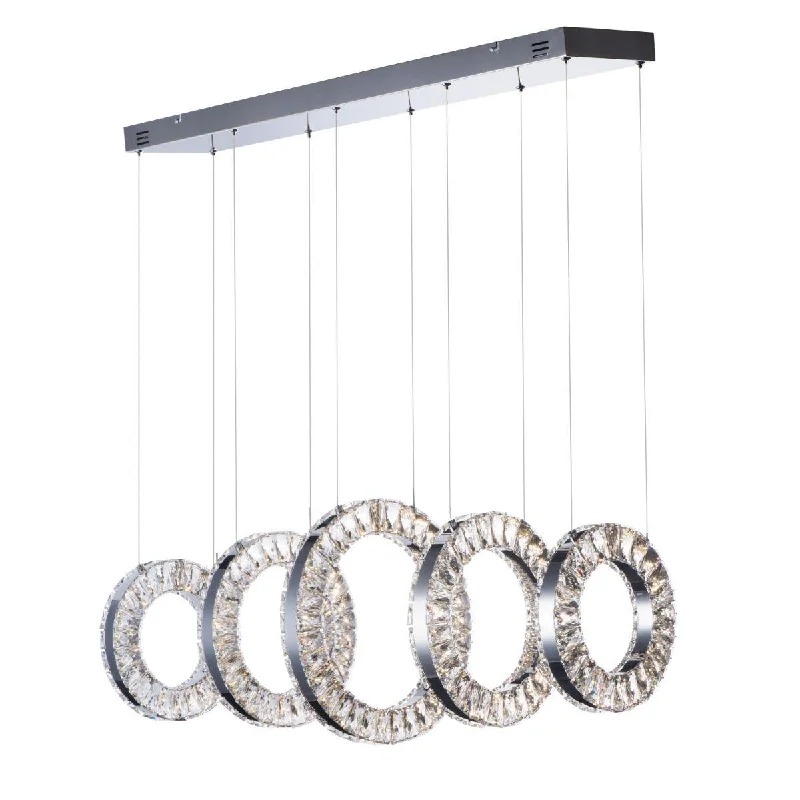 Industrial Wall - Mounted Lighting for Workshop WallsCharm 37 in. 5 Lights LED Pendant Light Chrome finish Industrial Wall - Mounted Lighting for Workshop WallsCharm 37 in. 5 Lights LED Pendant Light Chrome finish