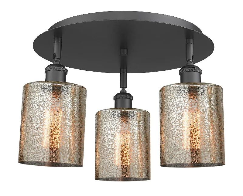 Industrial Lighting with High CRI (Color Rendering Index) for True Color PerceptionDowntown Urban Three Light Flush Mount