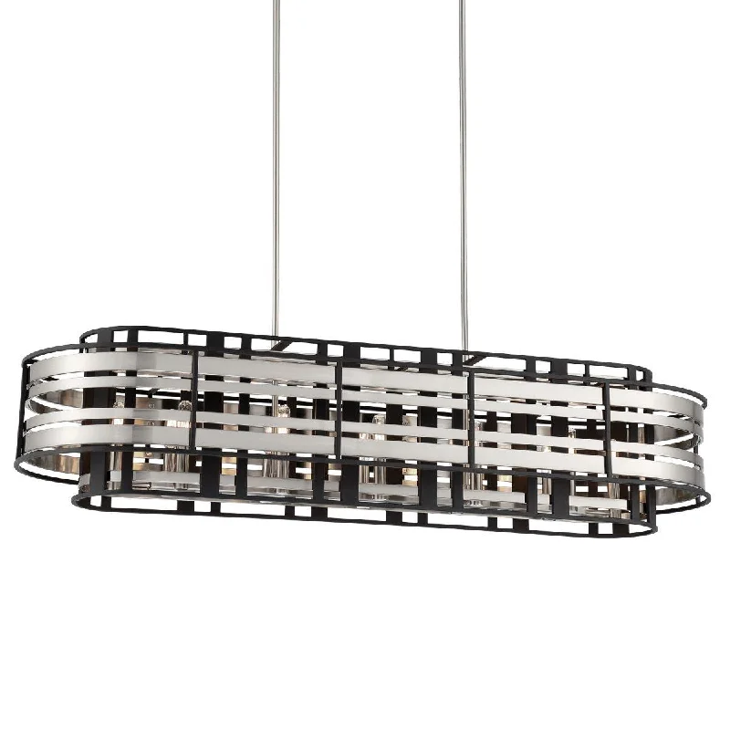 Industrial Lighting for Automotive Manufacturing PlantsPresten 50 in. 12 Lights Pendant Light Black & Brushed Nickel Finish Industrial Lighting for Automotive Manufacturing PlantsPresten 50 in. 12 Lights Pendant Light Black & Brushed Nickel Finish