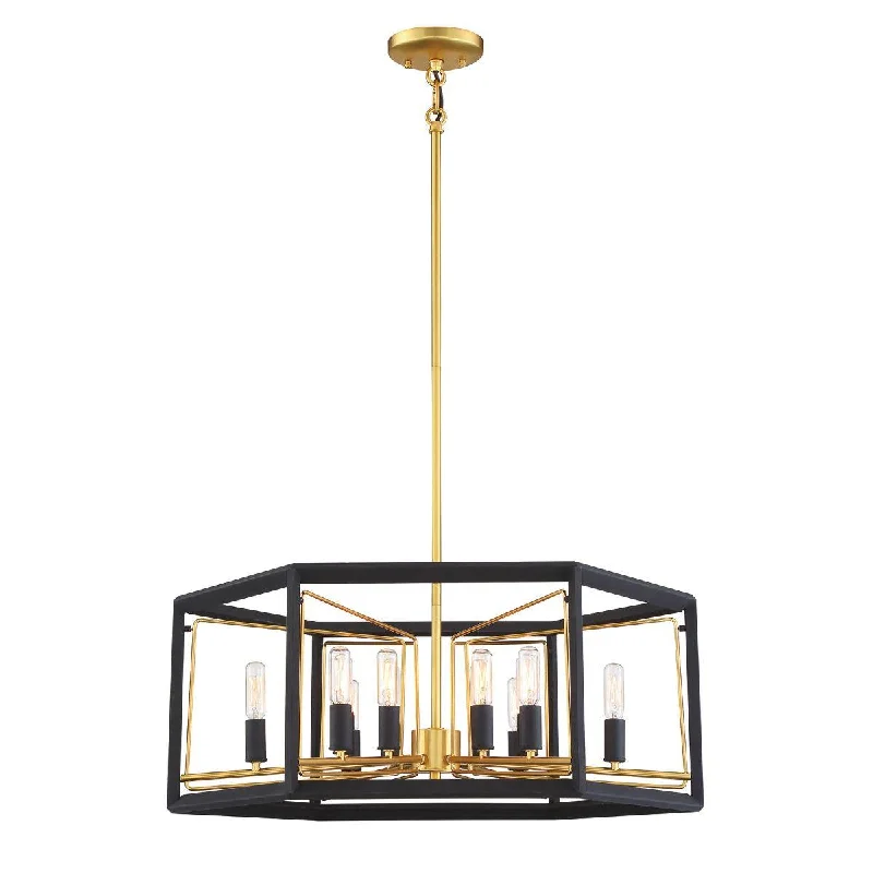 Industrial Emergency Lighting for Safety in FactoriesSable Point 32 in. 12 lights Pendant Light Black & Gold Finish