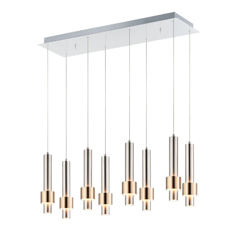 Industrial Lighting for Automotive Manufacturing PlantsReveal 32 in. 8 Lights LED Pendant Light Nickel finish Industrial Lighting for Automotive Manufacturing PlantsReveal 32 in. 8 Lights LED Pendant Light Nickel finish