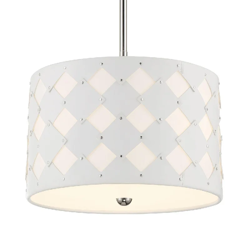 Industrial Emergency Lighting for Safety in FactoriesPatchwork 16 in. 3 Lights Pendant Light Polished Nickel finish