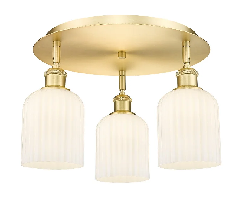 Industrial Exit Sign Lighting for Quick EvacuationDowntown Urban Three Light Flush Mount