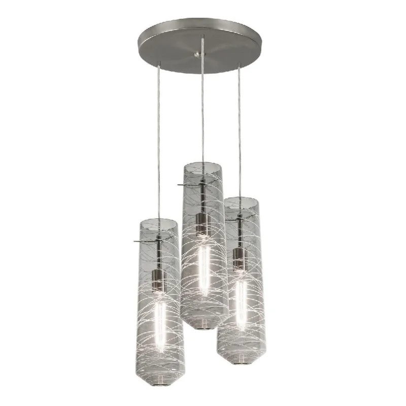 Adjustable Industrial Lighting for Flexible IlluminationSpun 16 in. 3 Lights Pendant Light Satin Nickel Finish Smoke Shade Adjustable Industrial Lighting for Flexible IlluminationSpun 16 in. 3 Lights Pendant Light Satin Nickel Finish Smoke Shade