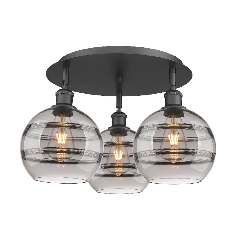 High - Bay LED Industrial Lighting for WarehousesDowntown Urban Three Light Flush Mount High - Bay LED Industrial Lighting for WarehousesDowntown Urban Three Light Flush Mount
