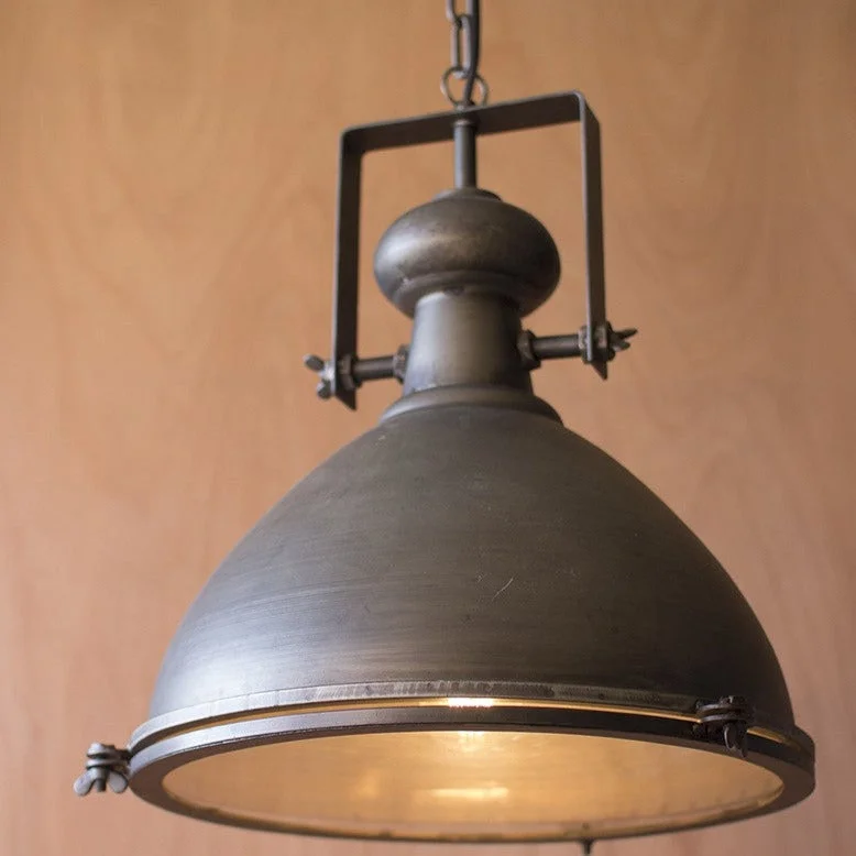 Waterproof track lighting for bathroomsKalalou CLL1130 Antique Metal Warehouse Hi Bay Pendant with Glass Cover
