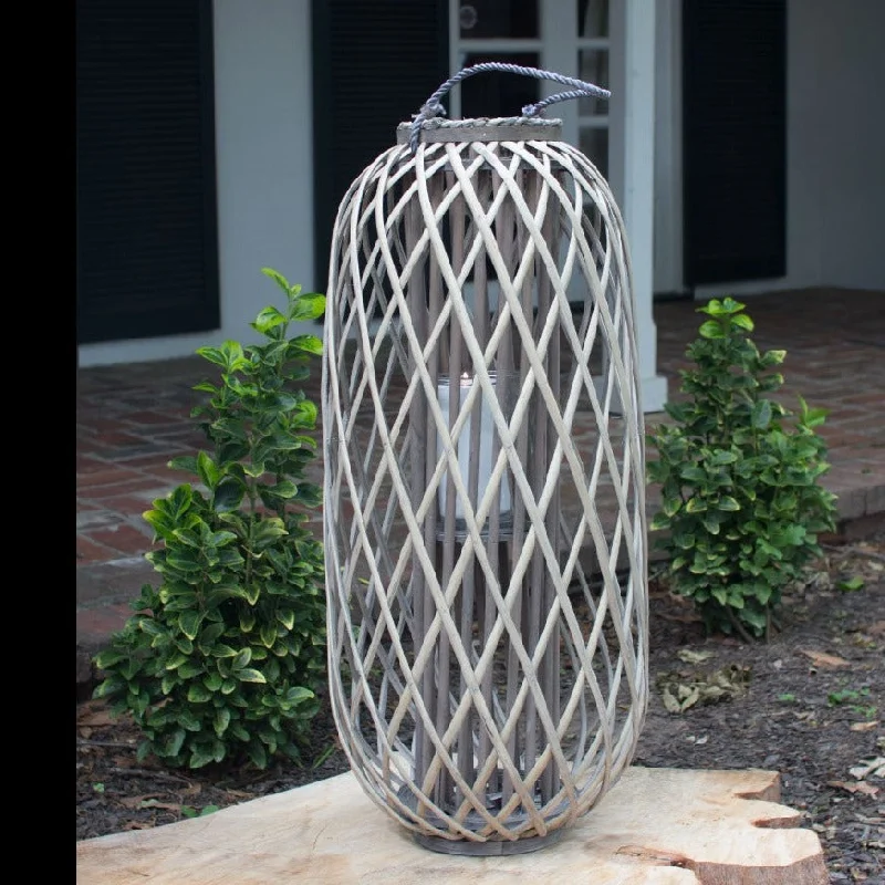 Track lighting for modernizing traditional interiorsKalalou CLUX1003 40 Inch Tall Grey Willow Lantern With Glass Candle Insert Track lighting for modernizing traditional interiorsKalalou CLUX1003 40 Inch Tall Grey Willow Lantern With Glass Candle Insert