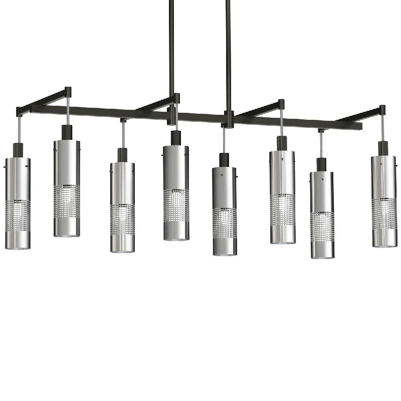 Durable Industrial Lighting for Harsh EnvironmentsGrid 3 36 in. 8 Lights Pendant Light Brushed Nickel finish