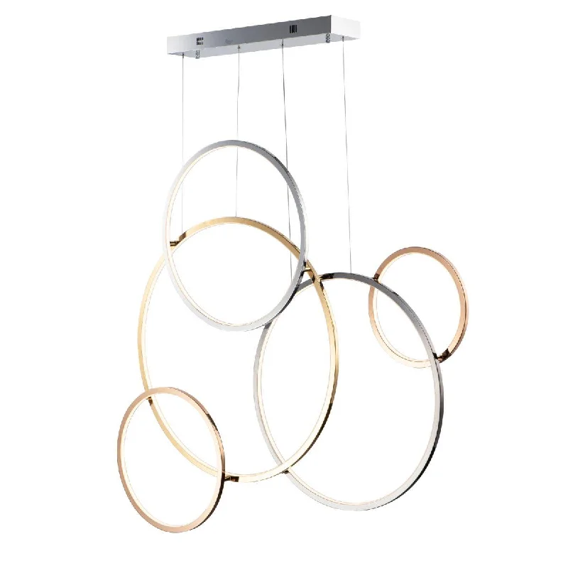 Energy - Efficient Industrial Lighting for Cost - SavingsUnion 47 in. 5 Lights LED Pendant Light Gold & Silver finish Energy - Efficient Industrial Lighting for Cost - SavingsUnion 47 in. 5 Lights LED Pendant Light Gold & Silver finish