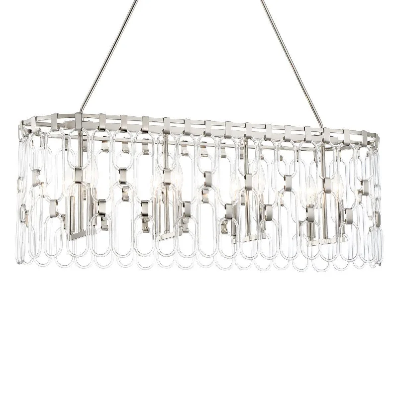 Dimmable Industrial Lighting for Ambiance ControlCharming 36 in. 8 lights Pendant Light Polished Nickel finish Dimmable Industrial Lighting for Ambiance ControlCharming 36 in. 8 lights Pendant Light Polished Nickel finish