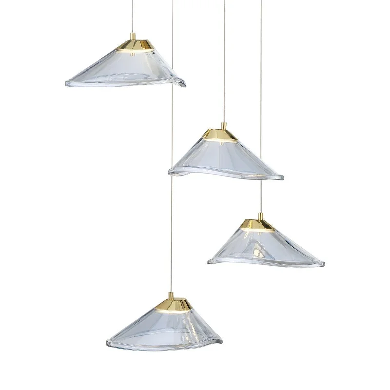 Low - Bay Industrial Lighting Fixtures for Small FactoriesSneer 24 in. 4 Lights LED Pendant Light Gold finish