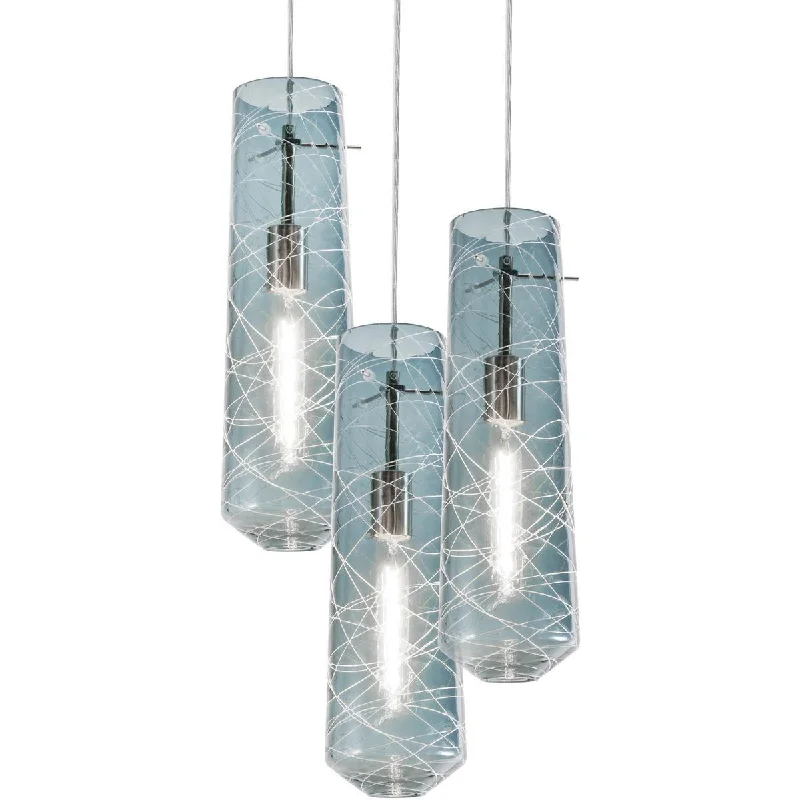 Industrial Lighting for Chemical PlantsSpun 16 in. 3 Lights Pendant Light Satin Nickel Finish Steel Blue Shade Industrial Lighting for Chemical PlantsSpun 16 in. 3 Lights Pendant Light Satin Nickel Finish Steel Blue Shade