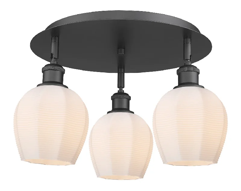 Shock - Resistant Industrial Lighting for Vibrating Machinery AreasDowntown Urban Three Light Flush Mount