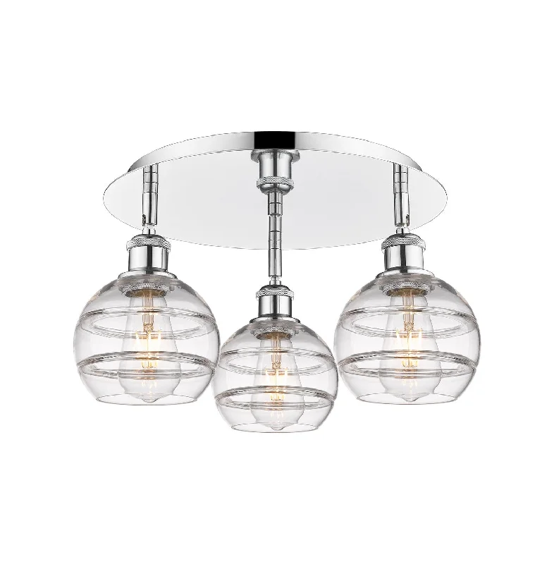 Dimmable Industrial Lighting for Ambiance ControlDowntown Urban Three Light Flush Mount