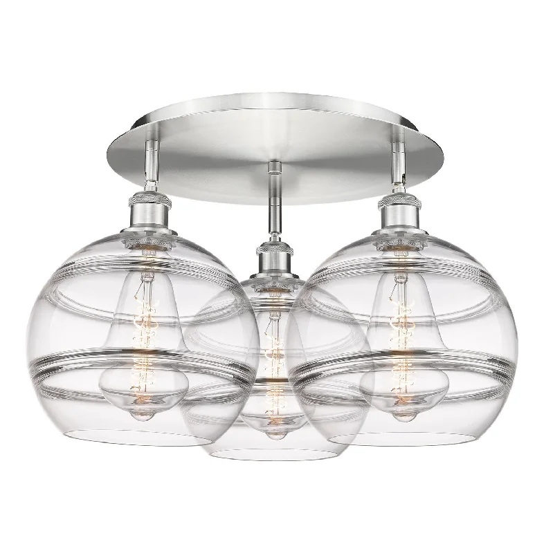 Industrial Area Lighting for Large Open SpacesDowntown Urban Three Light Flush Mount Industrial Area Lighting for Large Open SpacesDowntown Urban Three Light Flush Mount