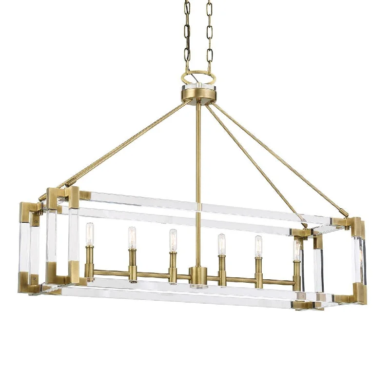 Industrial Task Lighting for Precision WorkstationsPrima Vista 38 in. 6 Lights Pendant Light Antique Brass Finish Industrial Task Lighting for Precision WorkstationsPrima Vista 38 in. 6 Lights Pendant Light Antique Brass Finish