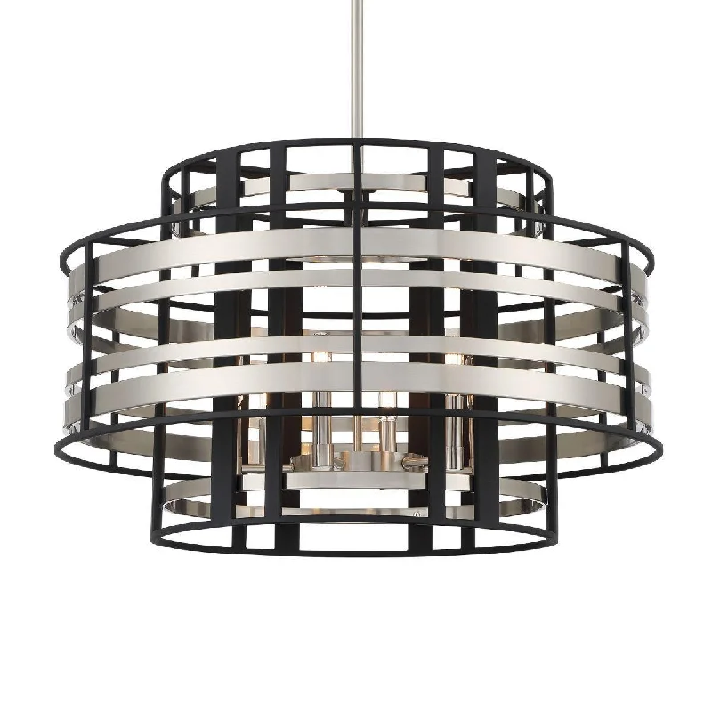 Waterproof Industrial Lighting for Wet AreasPresten 28 in. 6 Lights Pendant Light Black & Brushed Nickel Finish Waterproof Industrial Lighting for Wet AreasPresten 28 in. 6 Lights Pendant Light Black & Brushed Nickel Finish