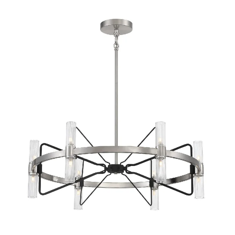 Industrial Wall - Mounted Lighting for Workshop WallsMass Transit 30 in. 12 Lights Pendant Light Brushed Nickel finish