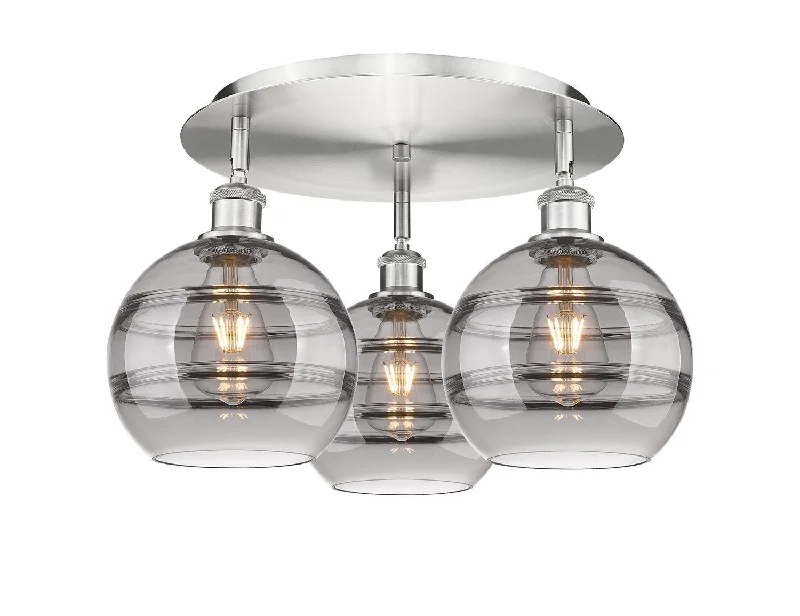 Waterproof Industrial Lighting for Wet AreasDowntown Urban Three Light Flush Mount Waterproof Industrial Lighting for Wet AreasDowntown Urban Three Light Flush Mount