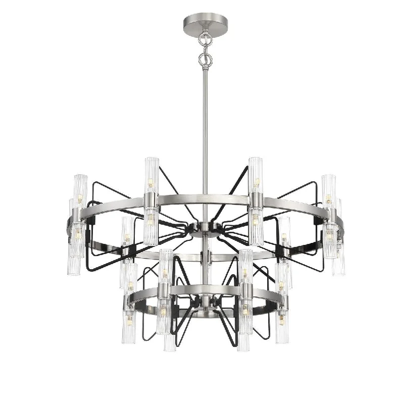 Industrial Exit Sign Lighting for Quick EvacuationMass Transit 35 in. 30 Lights Pendant Light Brushed Nickel finish