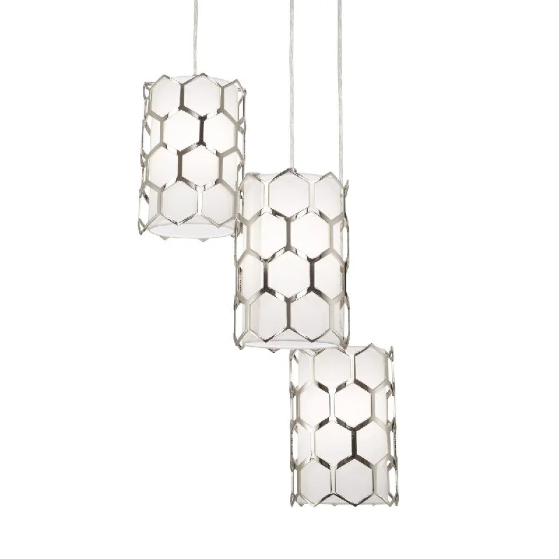 Industrial Lighting for Automotive Manufacturing PlantsMissing Link 18 in. 3 Lights Pendant Light Polished Nickel & White Finish