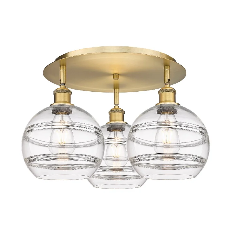 Waterproof Industrial Lighting for Wet AreasDowntown Urban Three Light Flush Mount
