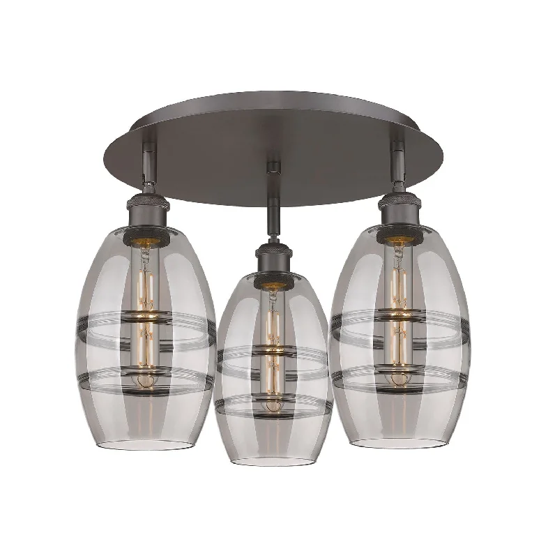 Industrial Flood Lighting for Outdoor Loading DocksDowntown Urban Three Light Flush Mount