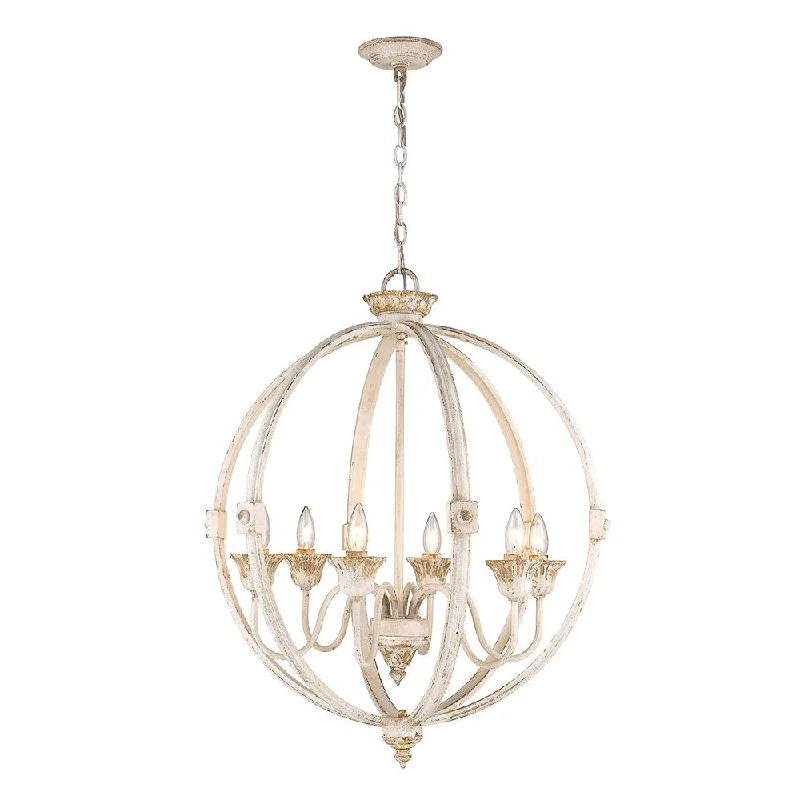 Track lighting for photography studiosGolden Lighting Jules Antique White 6 Light Spherical Chandelier