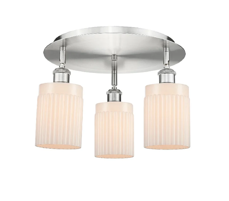 Low - Bay Industrial Lighting Fixtures for Small FactoriesDowntown Urban Three Light Flush Mount Low - Bay Industrial Lighting Fixtures for Small FactoriesDowntown Urban Three Light Flush Mount