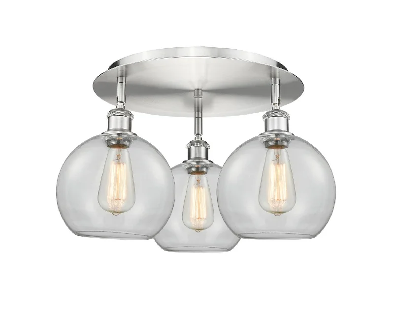 Industrial Area Lighting for Large Open SpacesDowntown Urban Three Light Flush Mount