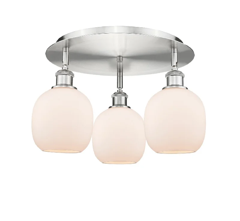 High - Bay LED Industrial Lighting for WarehousesDowntown Urban Three Light Flush Mount High - Bay LED Industrial Lighting for WarehousesDowntown Urban Three Light Flush Mount