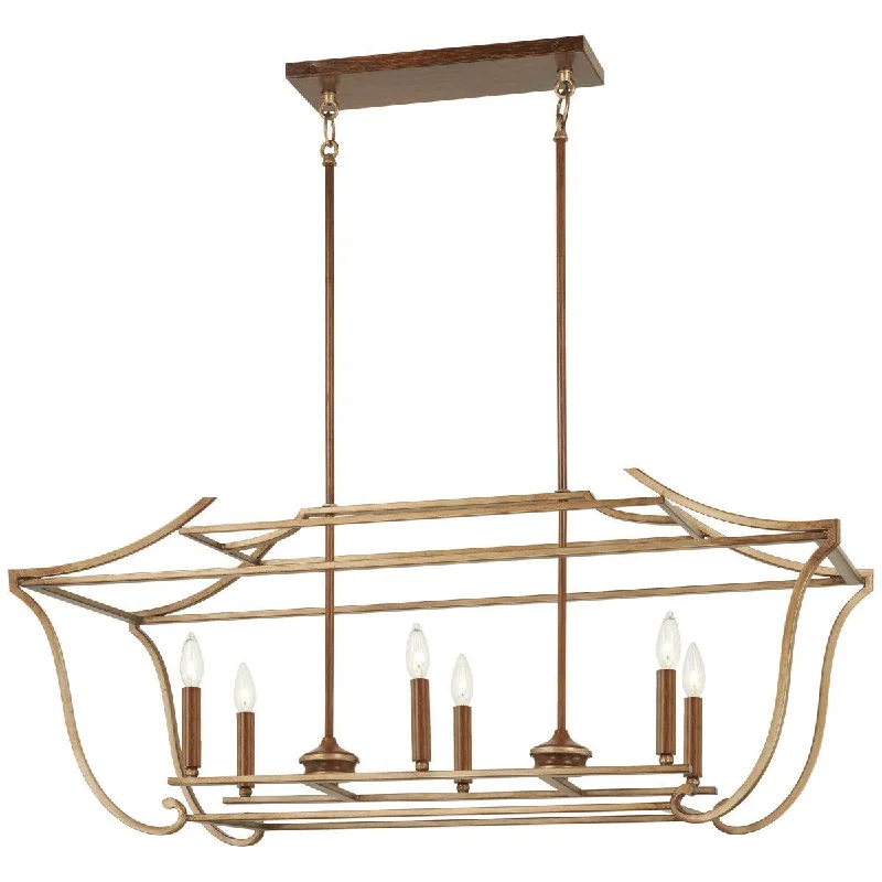Industrial Exit Sign Lighting for Quick EvacuationMagnolia Manor 42 in. 6 lights Pendant Light Bronze & Gold Finish