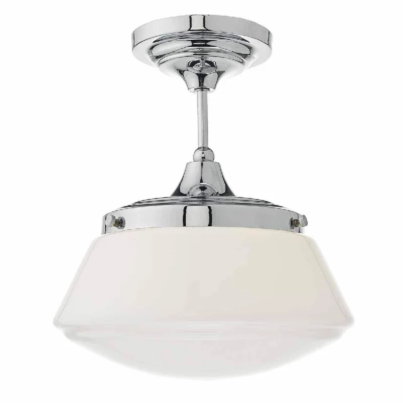 Dimmable track lighting for home officesCaden 1 Light Semi Flush Ceiling Light - Polished Chrome/Antique Brass & Opal Glass IP44 Dimmable track lighting for home officesCaden 1 Light Semi Flush Ceiling Light - Polished Chrome/Antique Brass & Opal Glass IP44
