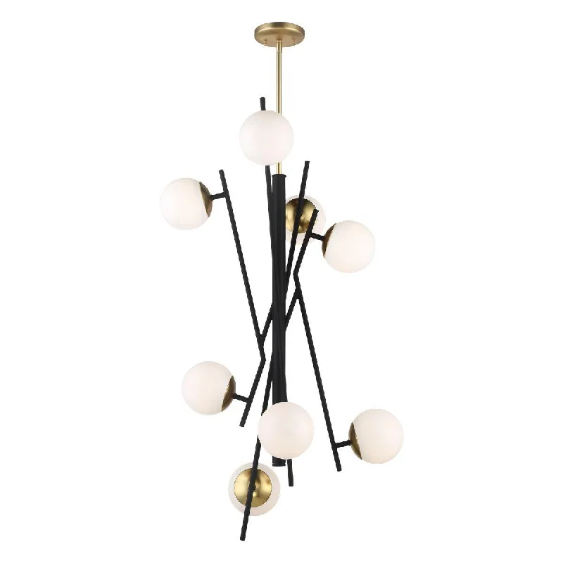 Industrial Lighting for Electronics ManufacturingAlluria 23 in. 8 Lights LED Pendant Light Black & Gold Finish