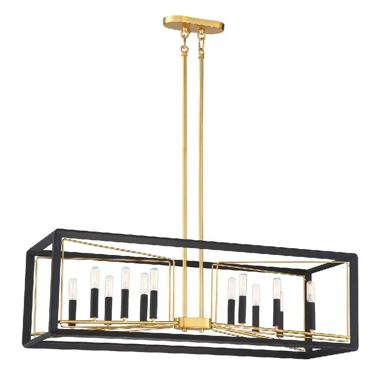 Industrial Lighting for Furniture FactoriesSable Point 38 in. 12 lights Pendant Light Black & Gold Finish